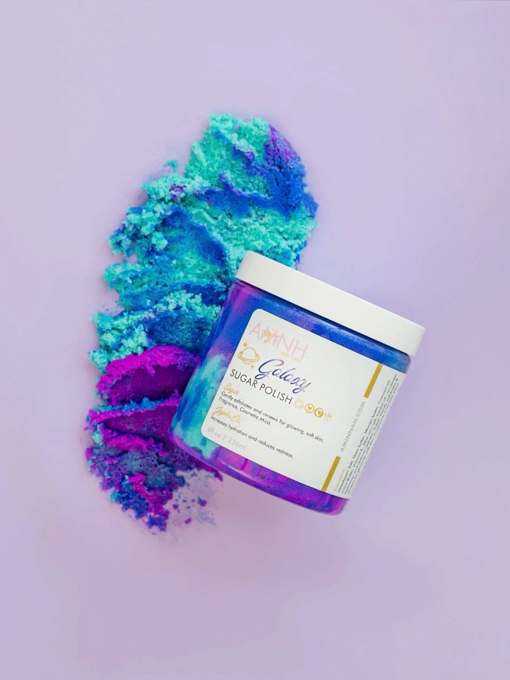 NEW! Aminnah Galaxy Sugar Polish - Blue, Purple & Teal Exfoliating Scrub